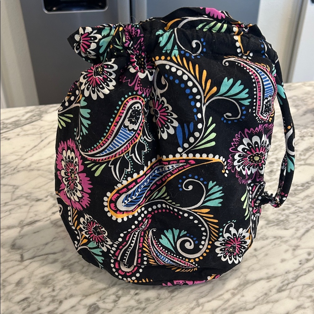Vera Bradley Black Floral Paisley Cosmetic Bag